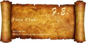 Fecz Elek névjegykártya